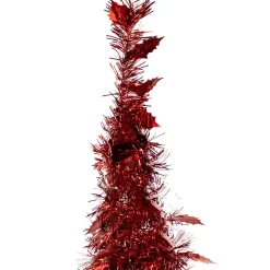 6' Red Tinsel Pop-Up Artificial Christmas Tree, Unlit