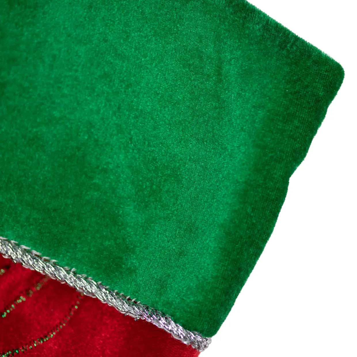 19.5" Red Velveteen Fishing Themed Christmas Stocking with Green Cuff