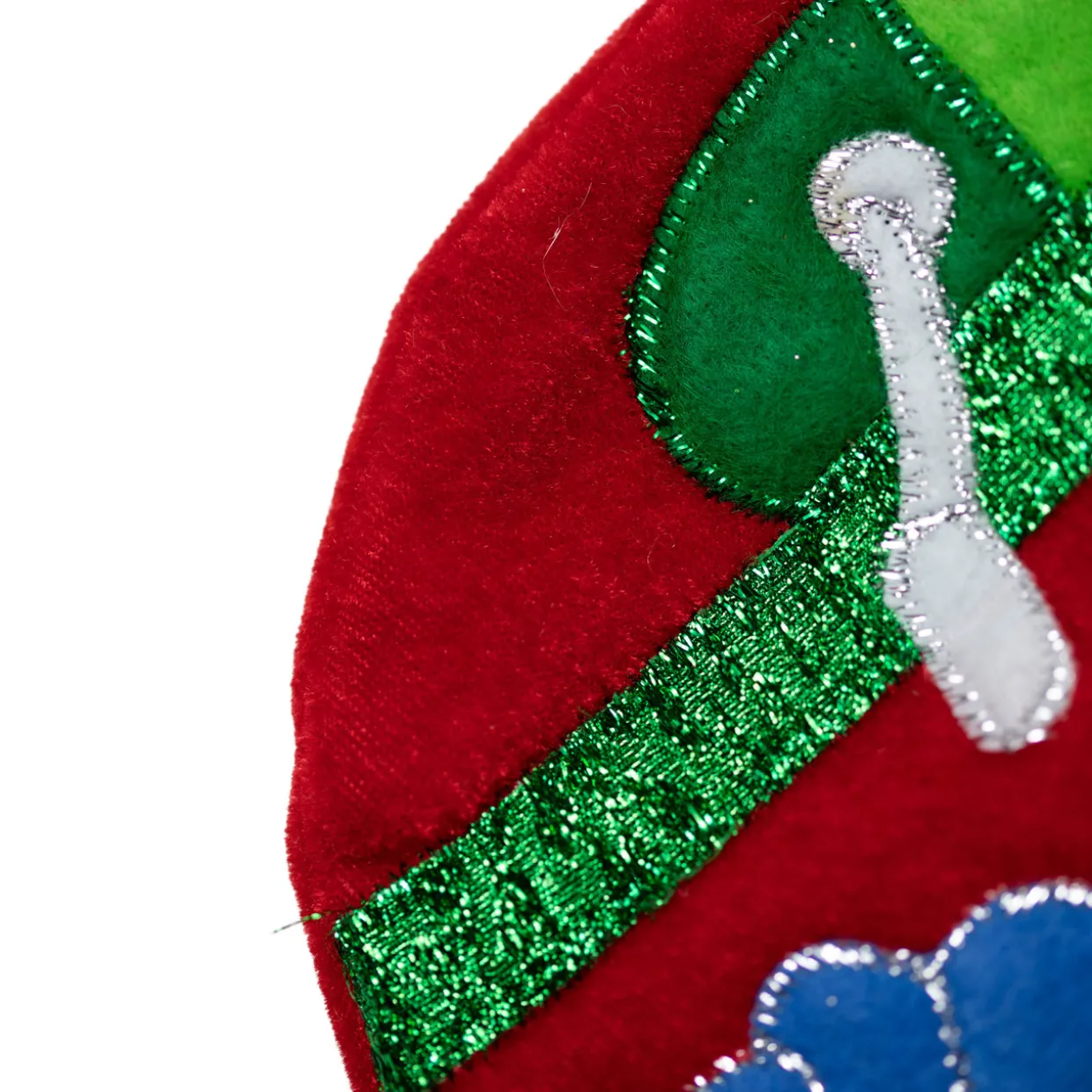 19.5" Red Velveteen Fishing Themed Christmas Stocking with Green Cuff