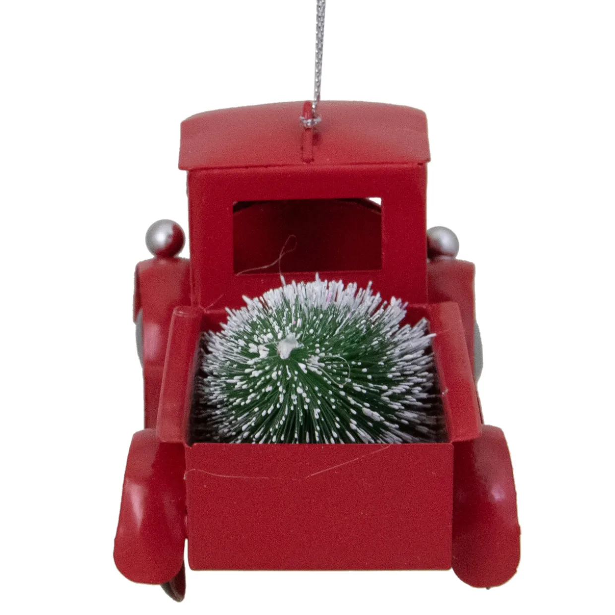 4.5" Red Vintage Style Truck with Frosted Tree Christmas Ornament