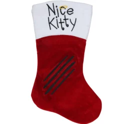 19" Red with White Angel Pet Nice Kitty Christmas Stocking