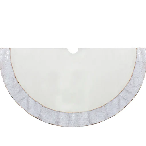 48" Rose Gold and White Reversible Sequin Trim Christmas Tree Skirt