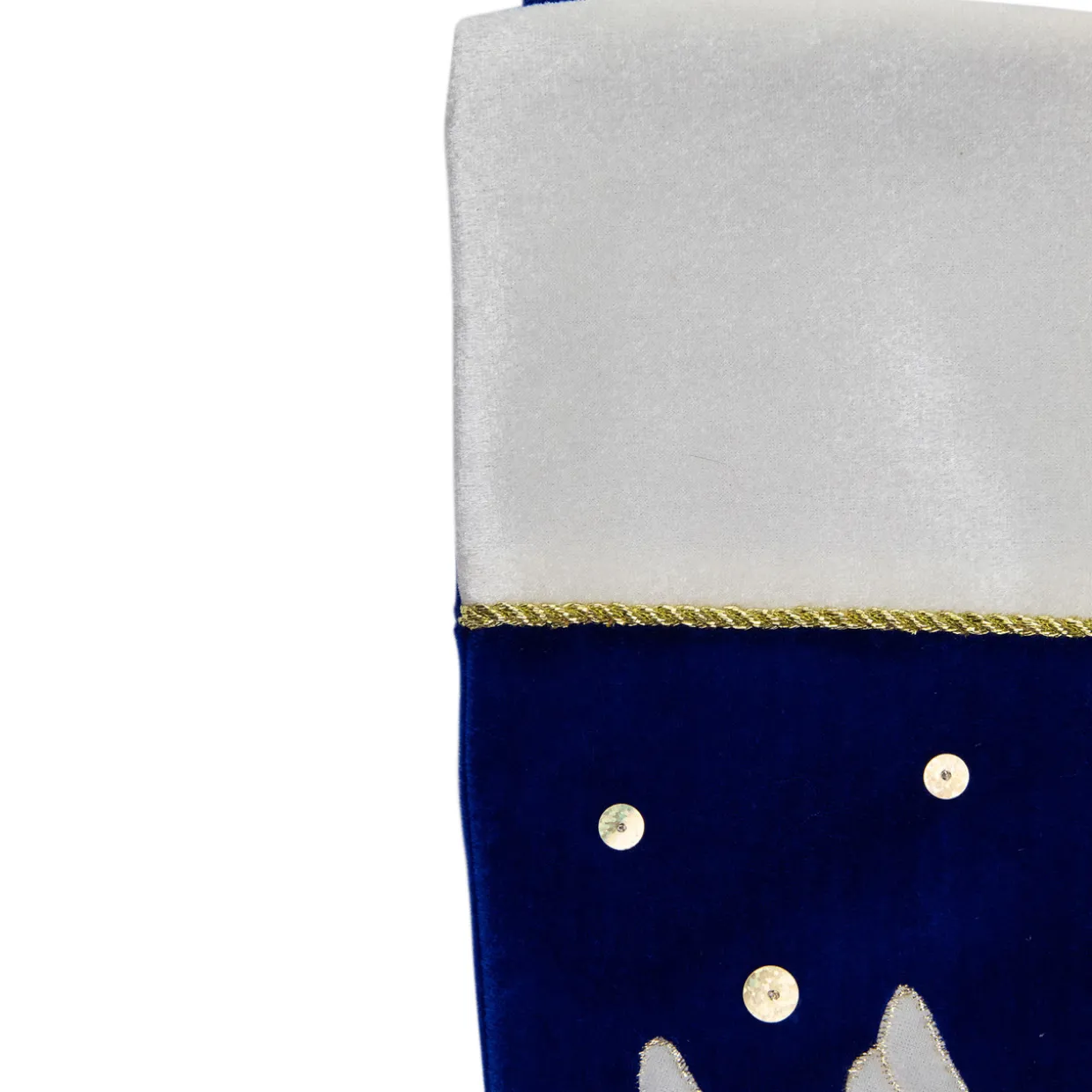 20.5" Royal Blue and White Velvet Dove with Olive Branch Christmas Stocking