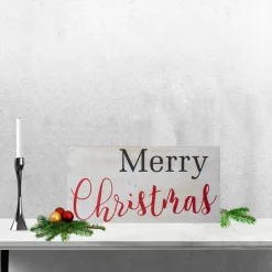 24" Rustic Wooden 'Merry Christmas' Hanging Wall Sign