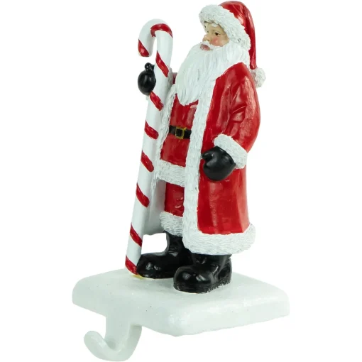 7" Santa Claus with Candy Cane Christmas Stocking Holder