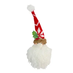 13" Santa Head With Glittered Foam Beard And Holly Berries Christmas Wall Decor