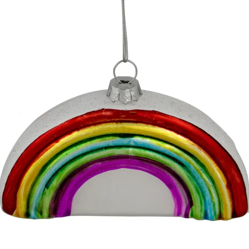 4" Shiny Arched Rainbow Hanging Glass Christmas Ornament