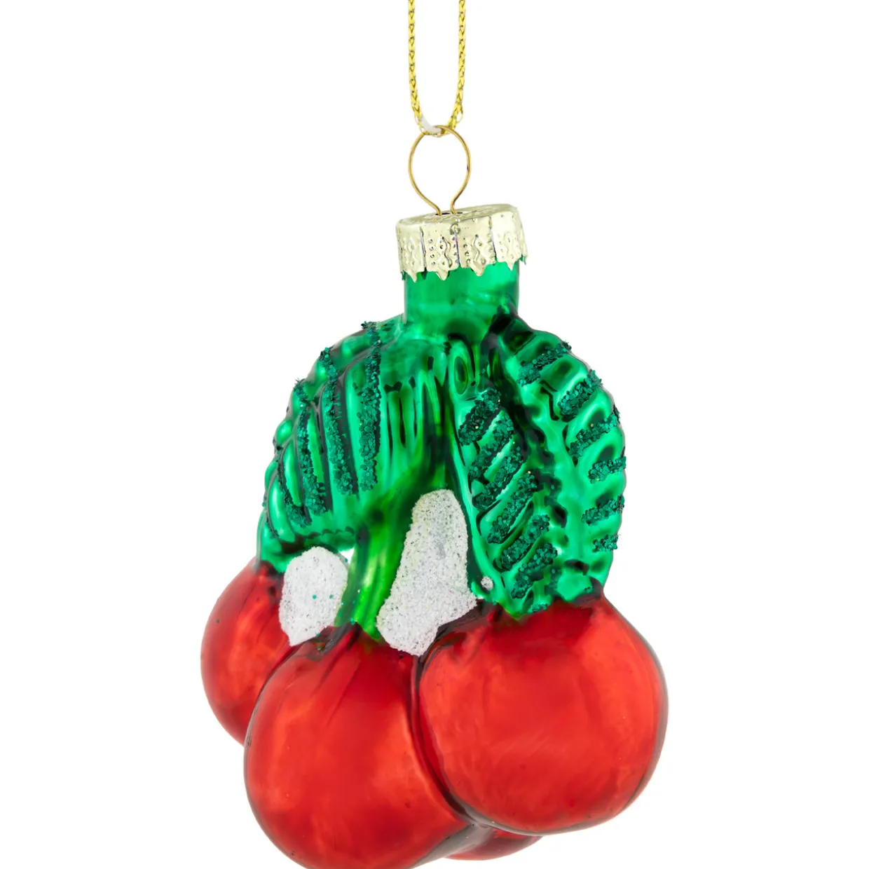 3" Shiny Glittered Red Cherries Glass Christmas Hanging Ornament