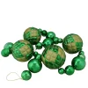 6' Shiny Green Shatterproof Christmas Ball Garland with Gold Glitter Accents