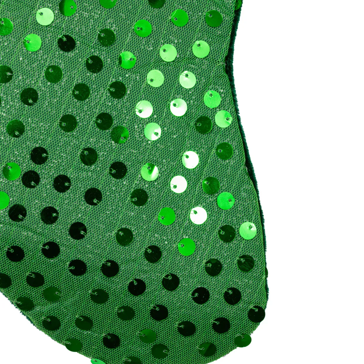 20" Shiny Metallic Green Sequined Christmas Stocking with Velveteen Cuff