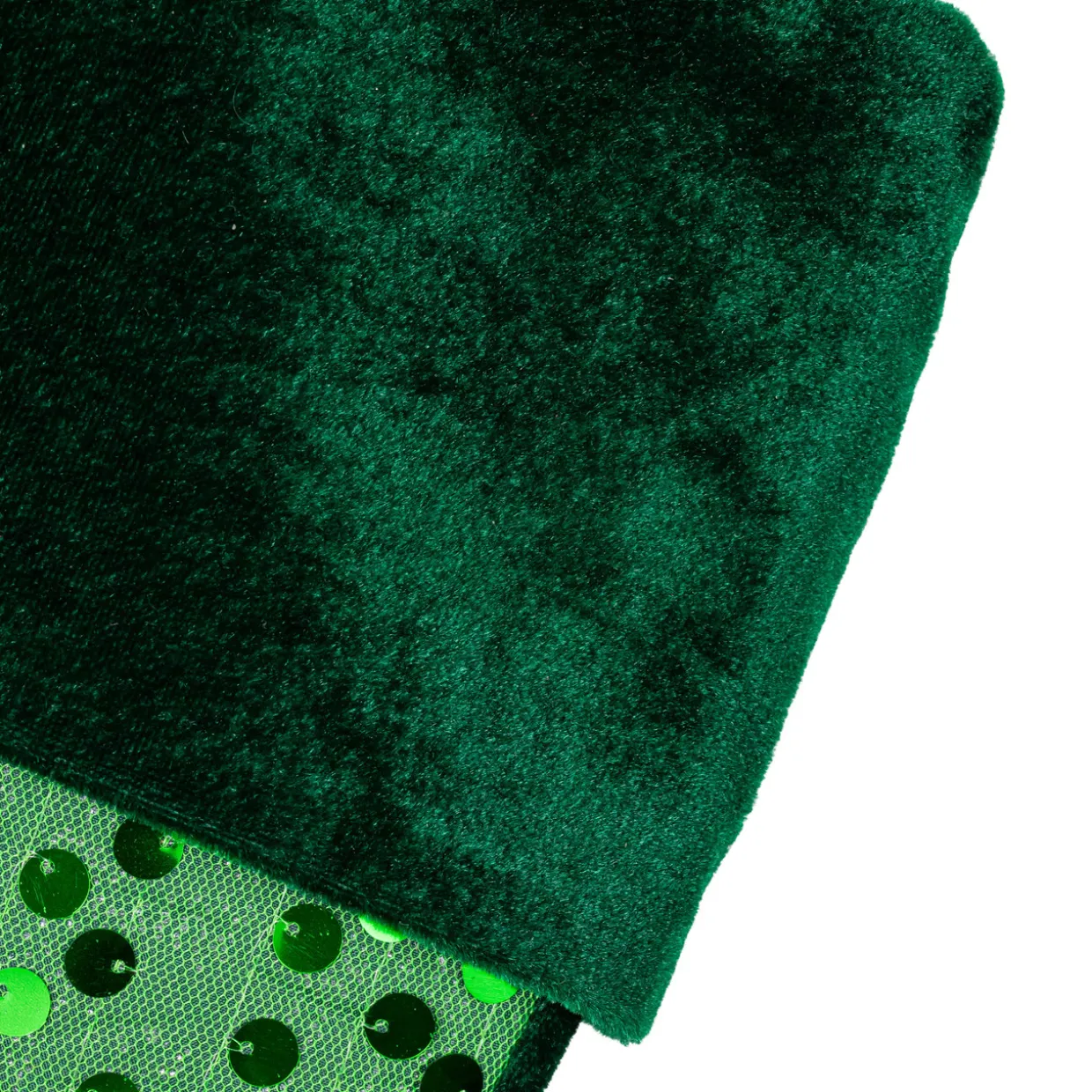 20" Shiny Metallic Green Sequined Christmas Stocking with Velveteen Cuff