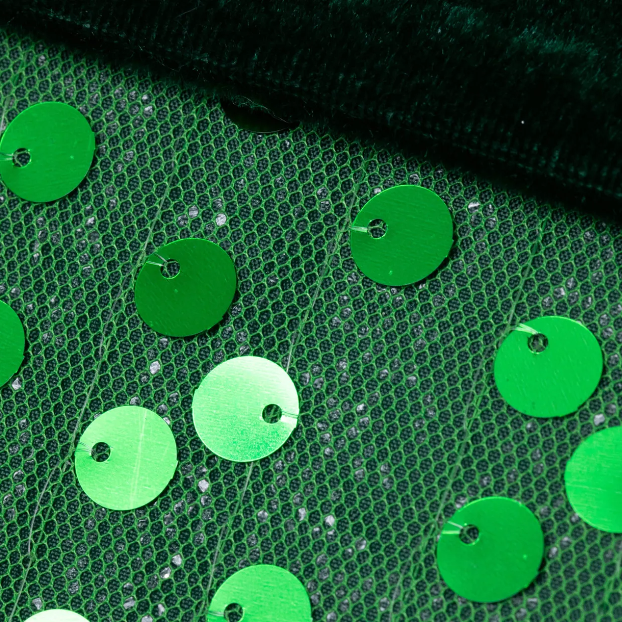 20" Shiny Metallic Green Sequined Christmas Stocking with Velveteen Cuff