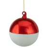 3.5" Shiny Red and Matte White Glass Christmas Ball Ornament