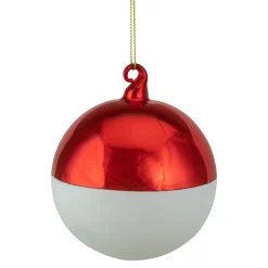 3.5" Shiny Red and Matte White Glass Christmas Ball Ornament