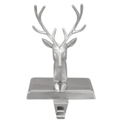 8" Shiny Silver Deer Head Christmas Stocking Holder