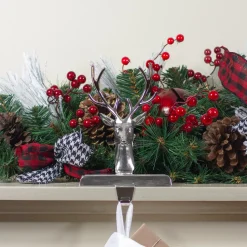 8" Shiny Silver Deer Head Christmas Stocking Holder