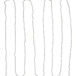 15' Shiny Silver Metallic Faceted Beaded Christmas Garland - Unlit