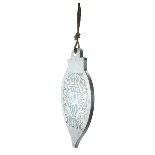 20" Silver and Blue 'Peace Love Joy' Finial Christmas Wall Hanging Ornament