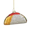 4" Silver and Gold Taco Glass Christmas Ornament