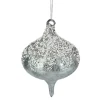5.25" Silver Beads and Sequins Glass Onion Christmas Ornament