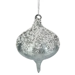 5.25" Silver Beads and Sequins Glass Onion Christmas Ornament