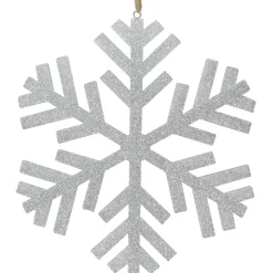 11.75" Silver Glitter Drenched Snowflake Christmas Ornament