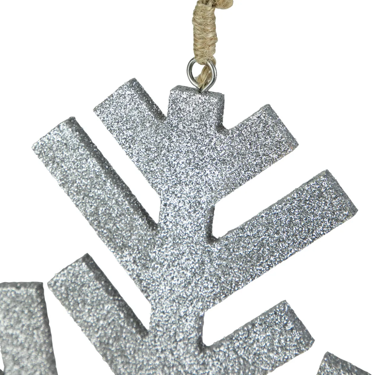 11.75" Silver Glitter Drenched Snowflake Christmas Ornament