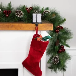 5.5" Silver Glitter Gift Box with Bow Christmas Metal Stocking Holder