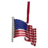 3.25" Silver Plated American Flag with European Crystals Christmas Ornament