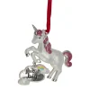 3.25" Silver Plated Dream Big Unicorn with European Crystals Christmas Ornament