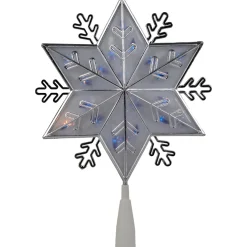 10" Silver Snowflake Lighted Christmas Tree Topper - Blue Lights