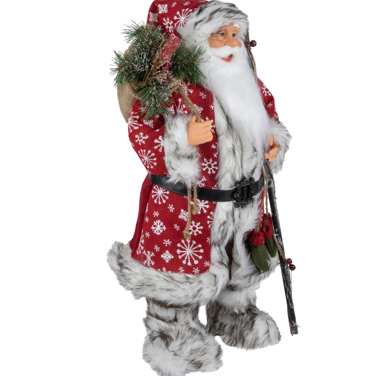 24" Snowflake Santa Claus with Staff and Mittens Christmas Figure