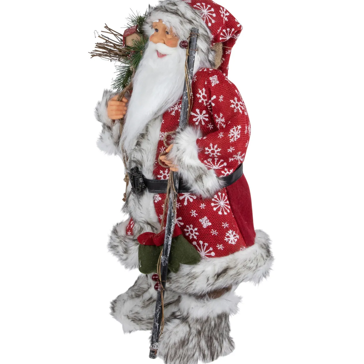 24" Snowflake Santa Claus with Staff and Mittens Christmas Figure
