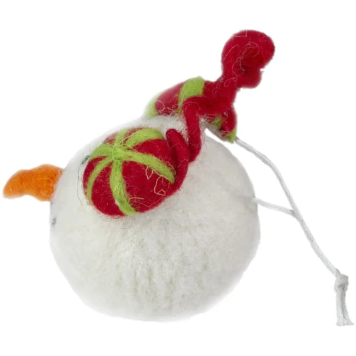 4" Snowmans Face Wearing Red and Green Striped Earmuffs Christmas Ornament