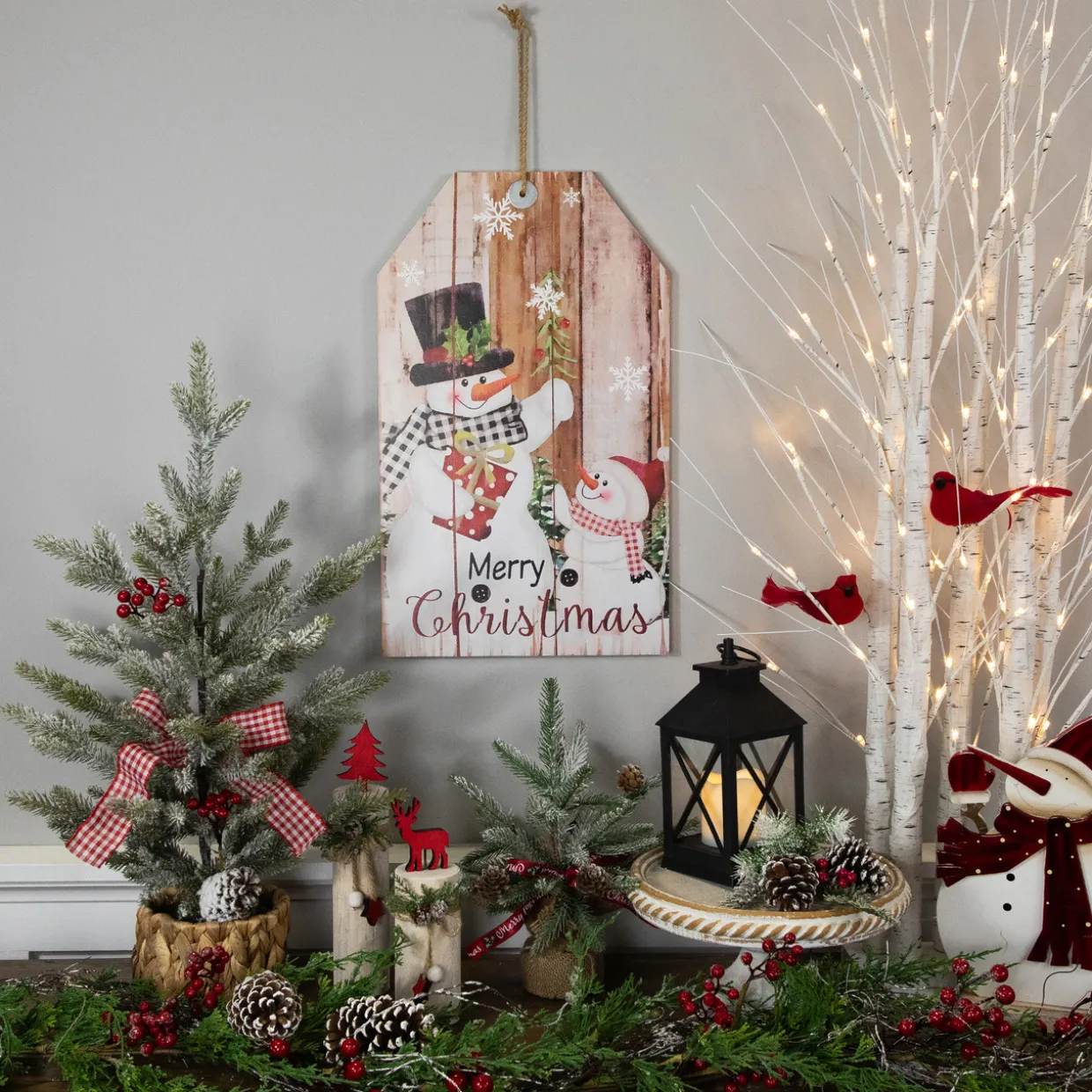 19.5" Snowmen Merry Christmas Tag Wall Sign