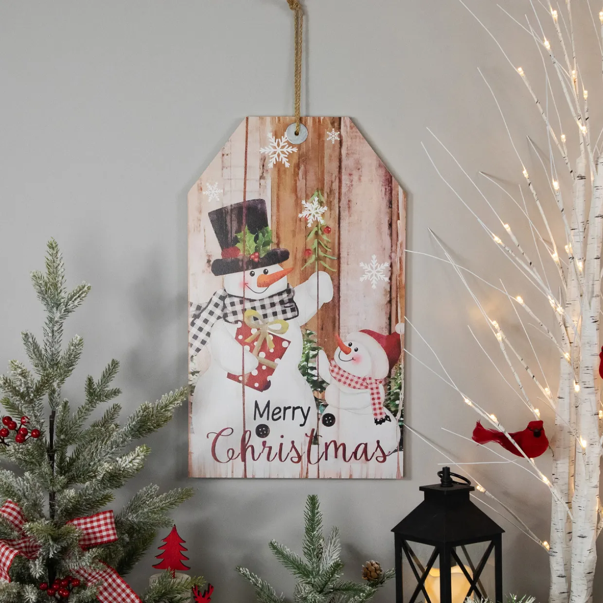 19.5" Snowmen Merry Christmas Tag Wall Sign