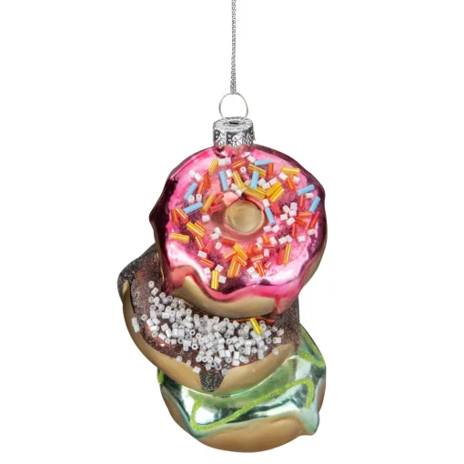 4.25" Stacked Doughnuts Glass Christmas Ornament