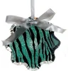 4.5" Teal Green and Black Glittered Zebra Print Snowflake Prism Christmas Ornament