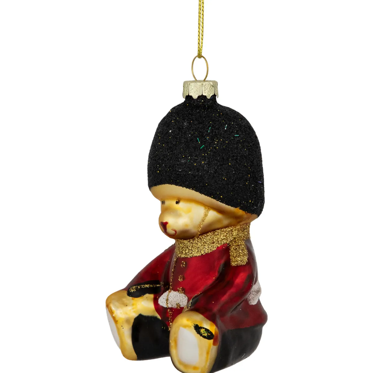 4" Teddy Bear Soldier Glass Christmas Hanging Ornament