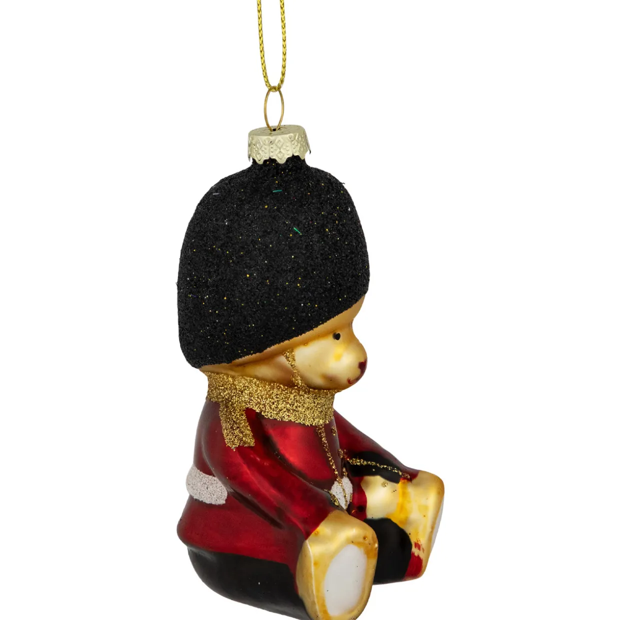 4" Teddy Bear Soldier Glass Christmas Hanging Ornament