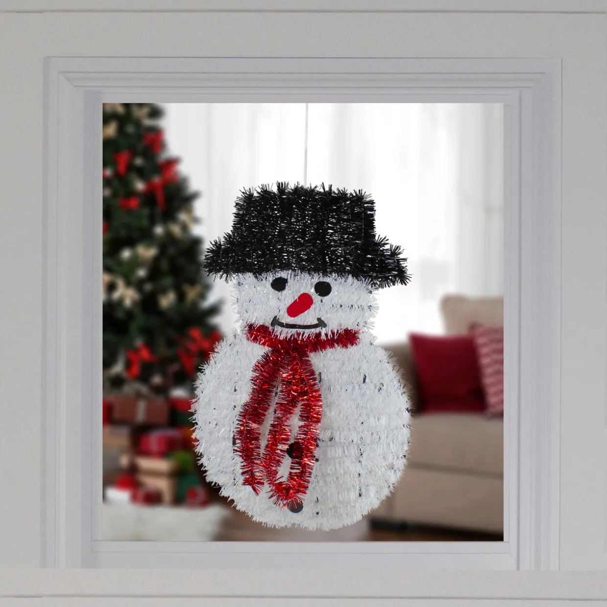 19" Tinsel Snowman Christmas Window Decoration