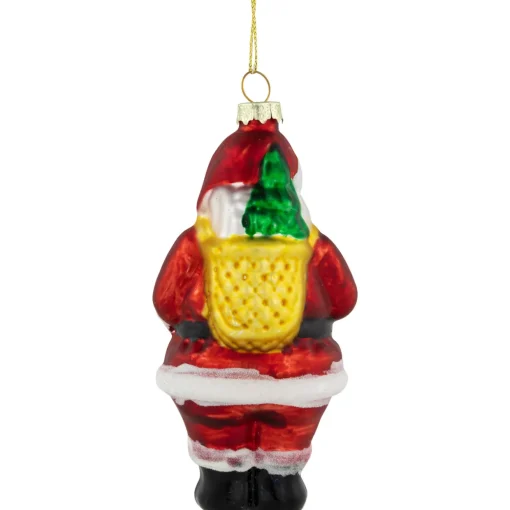 5" Traditional Red and White Santa Hanging Glass Christmas Ornament