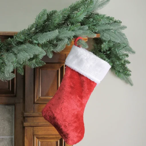 17.5" Traditional Red with White Trim Hanging Christmas Stocking
