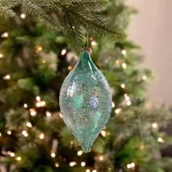 7" Transparent Blue Textured Glass Finial Christmas Ornament