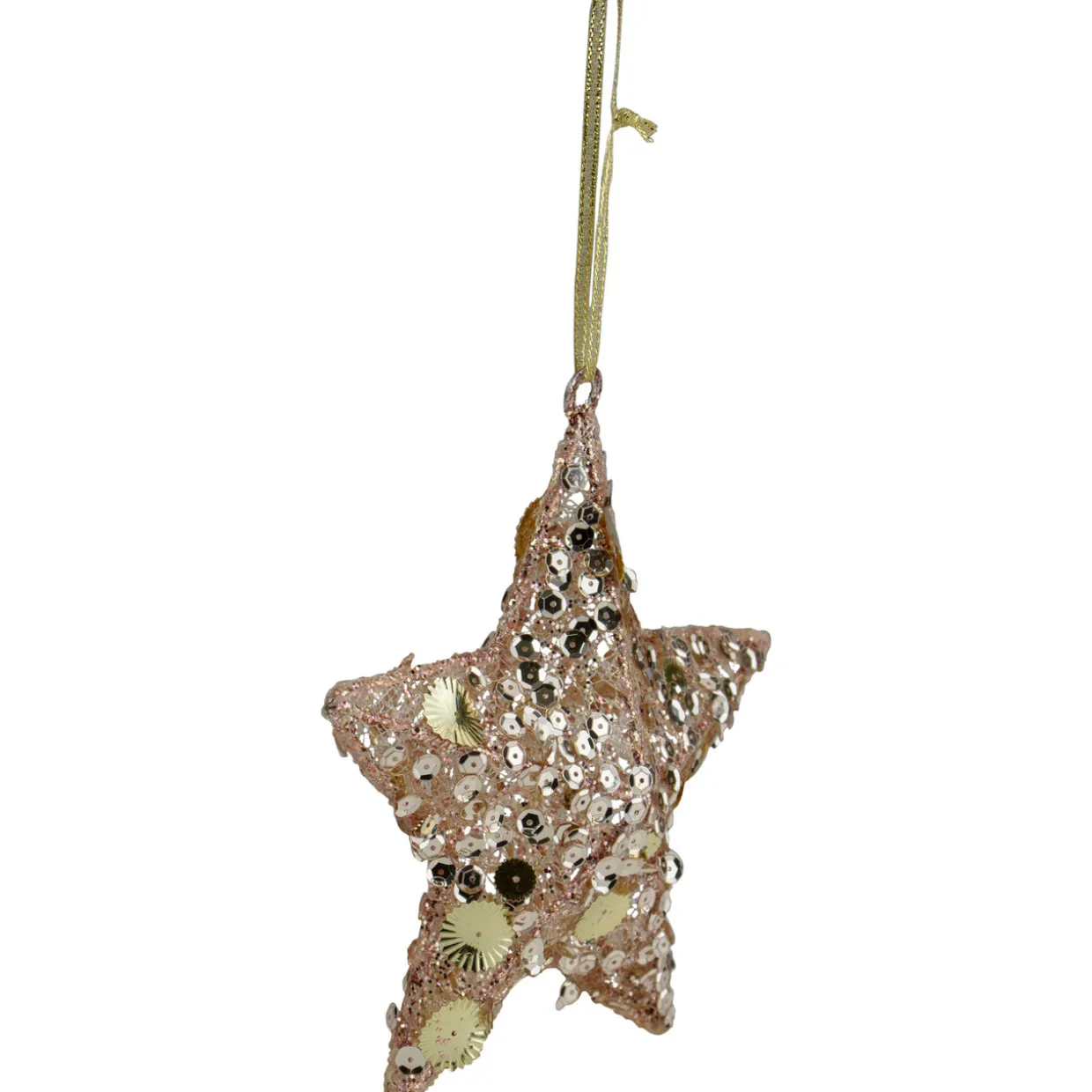 6" Tri-Color Gold Star Shaped Christmas Ornament