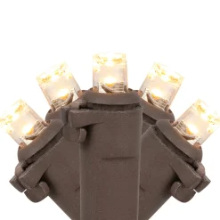 100 Warm White LED Wide Angle Christmas Lights - 33 ft Brown Wire