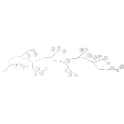 5.9' White and Brown Twig with Sparkling Snowball Artificial Christmas Garland - Unlit
