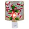 6" White and Red Candy Canes Glass Christmas Night Light