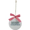 4.5" White and Red Merry Christmas Ornament with a Bow