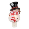 6.5" White and Red Snowman in Black Top Hat Christmas Night Light